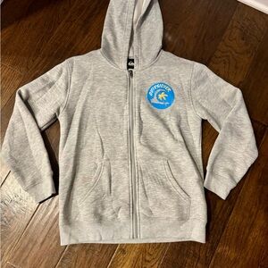 Quiksilver Light Gray Kids Hoodie with Blue Logo